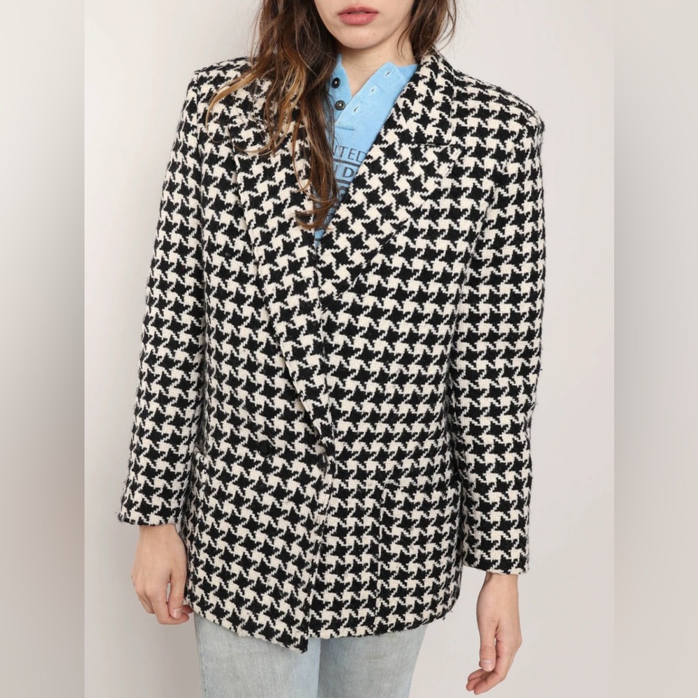 Bill Blass Black and White Vintage Houndstooth Blazer Women’s size 10